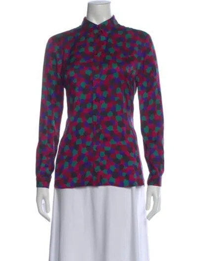 Pre-owned Sézane Silk Printed Button-up Top In Multi