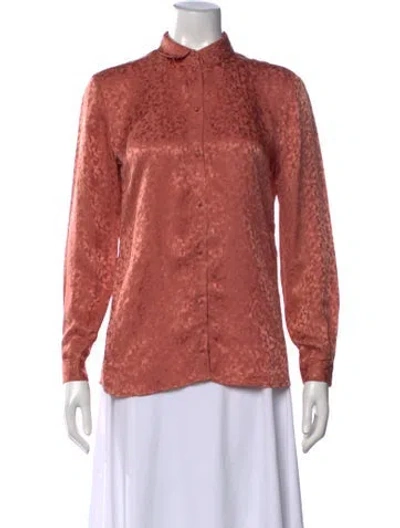 Pre-owned Sézane Silk Printed Button-up Top In Neutral