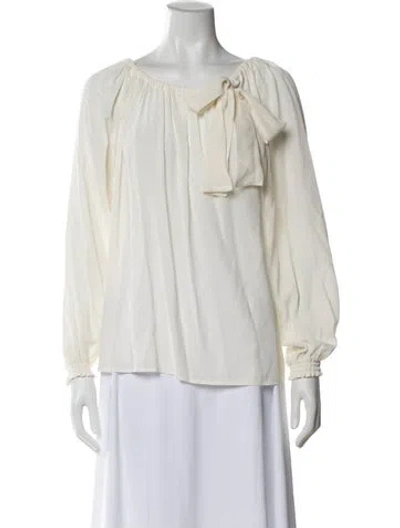 Pre-owned Sézane Silk Scoop Neck Blouse In White