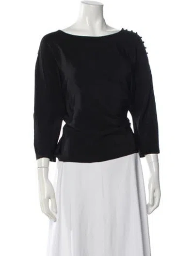 Pre-owned Sézane Silk Scoop Neck Top In Black
