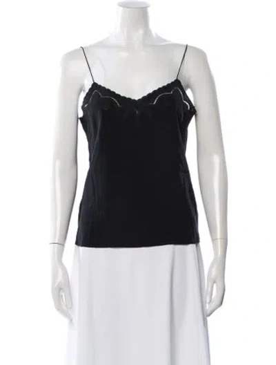 Pre-owned Sézane Silk Scoop Neck Top In Black