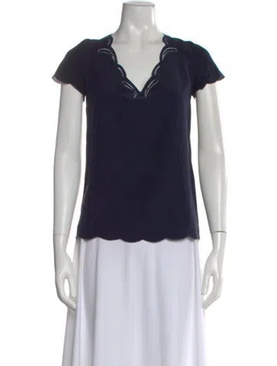Pre-owned Sézane Silk Scoop Neck Top In Blue