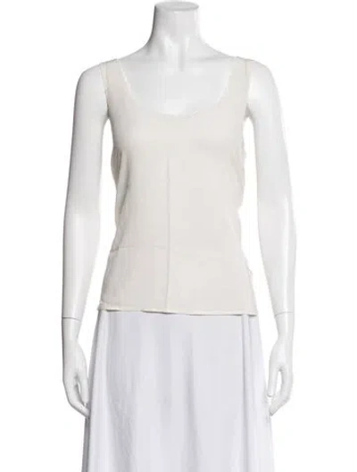 Pre-owned Sézane Silk Scoop Neck Top In Neutral
