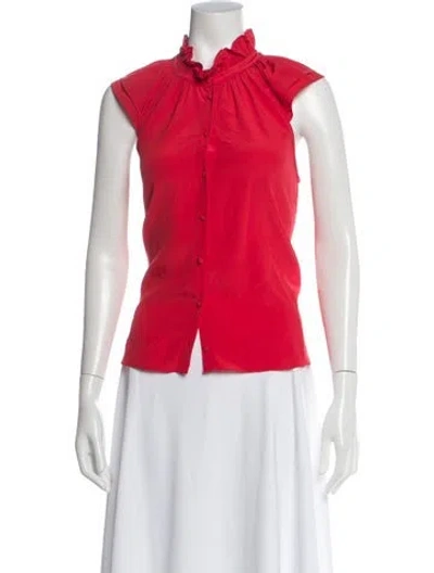 Pre-owned Sézane Silk Short Sleeve Blouse In Red