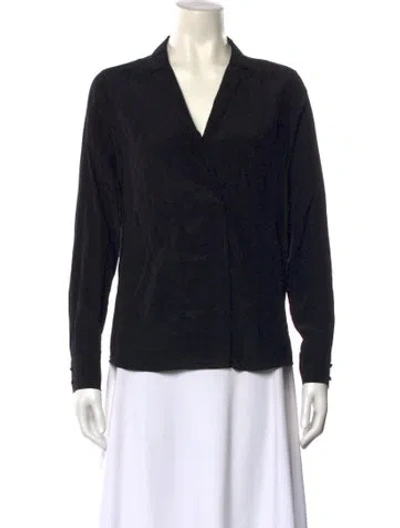 Pre-owned Sézane Silk Square Neckline Button-up Top In Blue