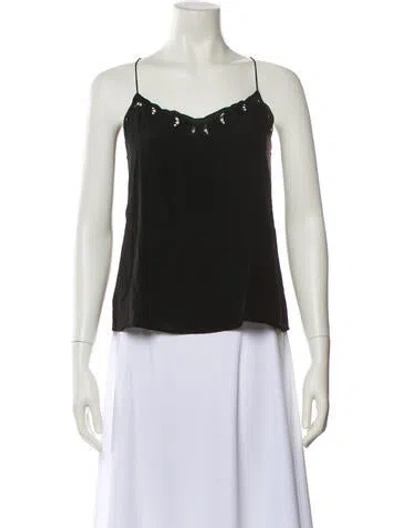 Pre-owned Sézane Silk Square Neckline Top In Black