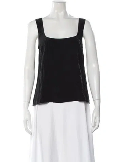 Pre-owned Sézane Silk Square Neckline Top In Black