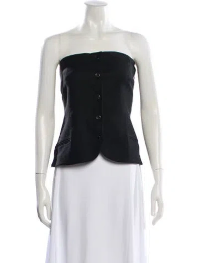 Pre-owned Sézane Silk Strapless Top In Black