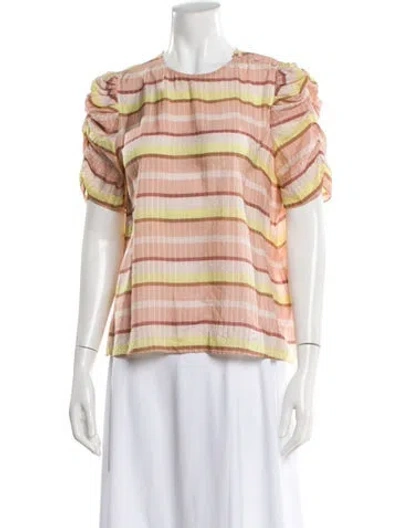 Pre-owned Sézane Silk Striped Blouse In Pink