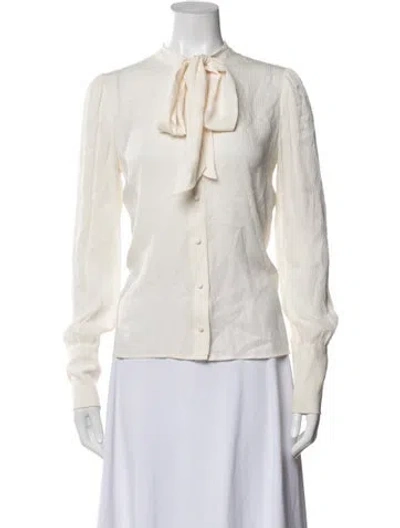 Pre-owned Sézane Silk Tie Neck Blouse In White