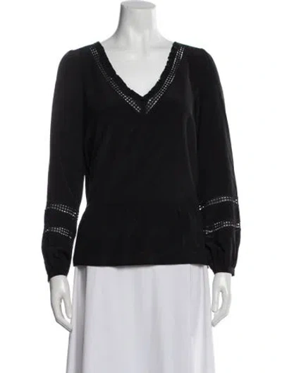 Pre-owned Sézane Silk V-neck Blouse In Black