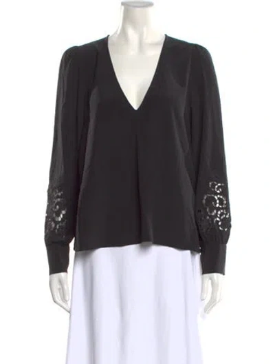 Pre-owned Sézane Silk V-neck Blouse In Black