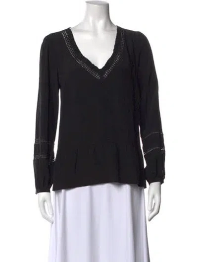 Pre-owned Sézane Silk V-neck Blouse In Black
