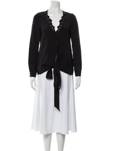 Pre-owned Sézane Silk V-neck Blouse In Black