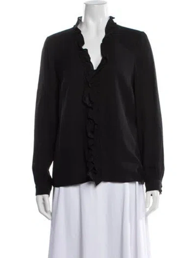 Pre-owned Sézane Silk V-neck Blouse In Black