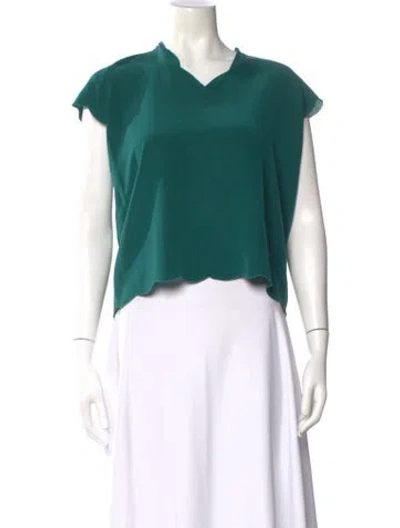 Pre-owned Sézane Silk V-neck Blouse In Green