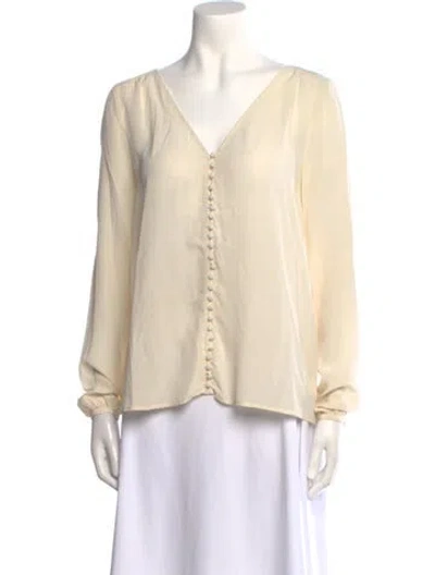 Pre-owned Sézane Silk V-neck Blouse In Neutral