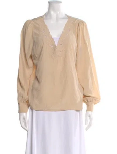 Pre-owned Sézane Silk V-neck Blouse In Neutral