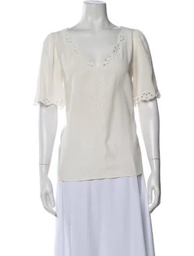 Pre-owned Sézane Silk V-neck Blouse In Neutral
