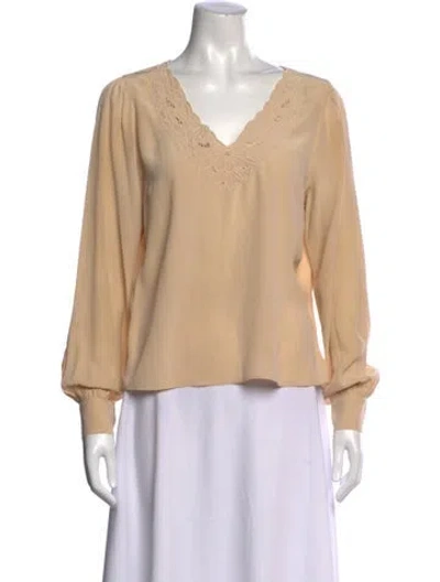 Pre-owned Sézane Silk V-neck Blouse In Neutral
