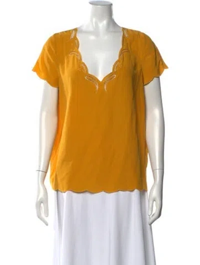 Pre-owned Sézane Silk V-neck Blouse In Neutrals