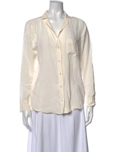 Pre-owned Sézane Silk V-neck Blouse In Neutrals