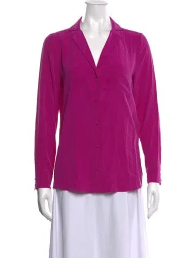 Pre-owned Sézane Silk V-neck Blouse In Pink