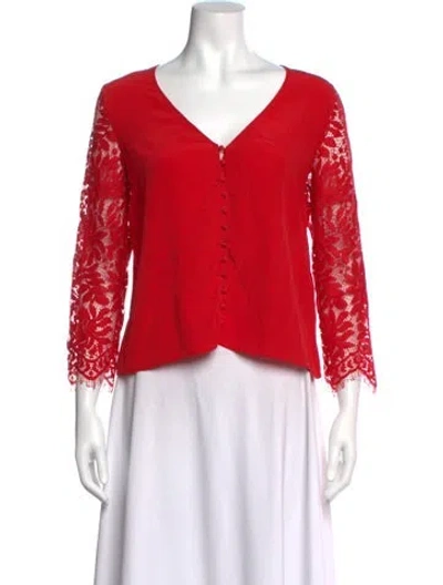 Pre-owned Sézane Silk V-neck Blouse In Red