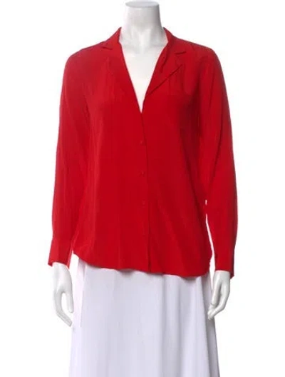Pre-owned Sézane Silk V-neck Blouse In Red