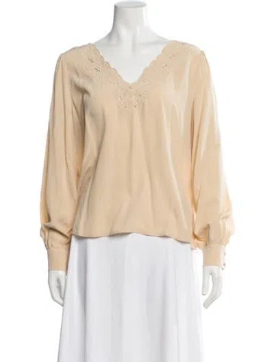 Pre-owned Sézane Silk V-neck Blouse W/ Tags In Neutral