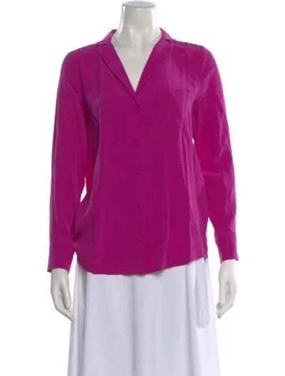 Pre-owned Sézane Silk V-neck Blouse W/ Tags In Purple