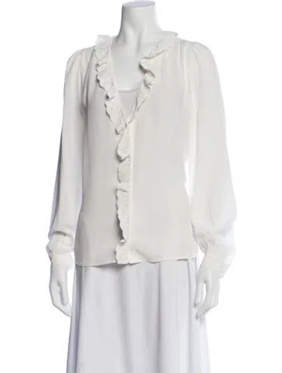Pre-owned Sézane Silk V-neck Blouse In White