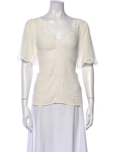 Pre-owned Sézane Silk V-neck Blouse In White
