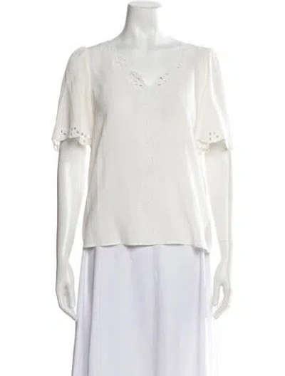 Pre-owned Sézane Silk V-neck Blouse In White