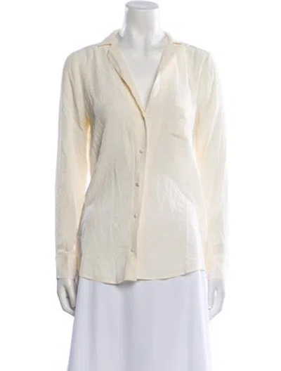 Pre-owned Sézane Silk V-neck Button-up Top W/ Tags In Neutral