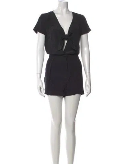 Pre-owned Sézane Silk V-neck Romper In Black