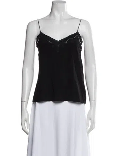 Pre-owned Sézane Silk V-neck Top In Black