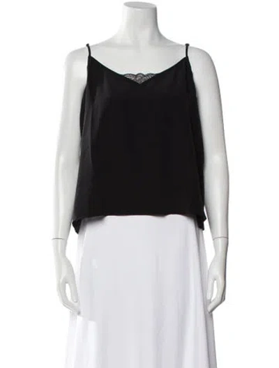 Pre-owned Sézane Silk V-neck Top In Black