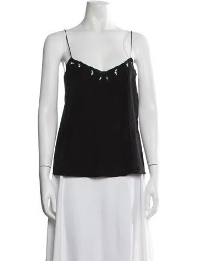 Pre-owned Sézane Silk V-neck Top In Black