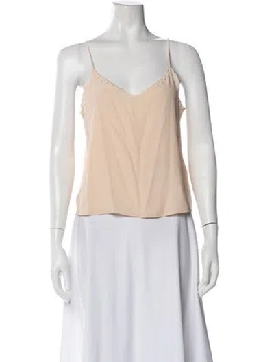 Pre-owned Sézane Silk V-neck Top In Neutral
