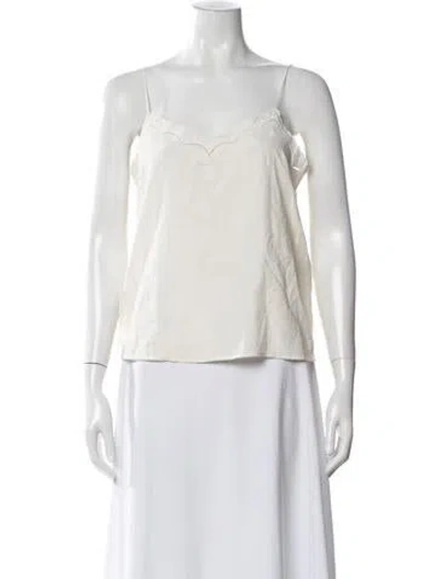 Pre-owned Sézane Silk V-neck Top In Neutral