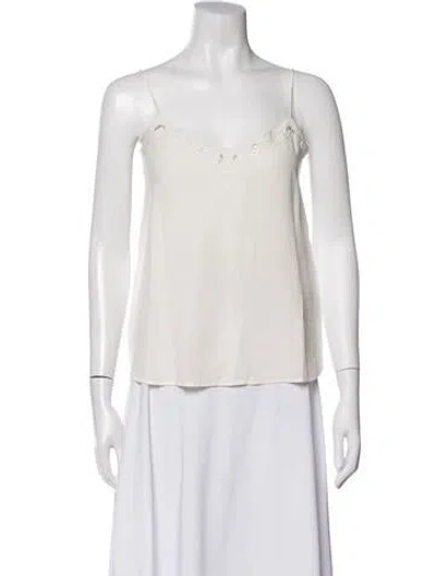 Pre-owned Sézane Silk V-neck Top In Neutrals