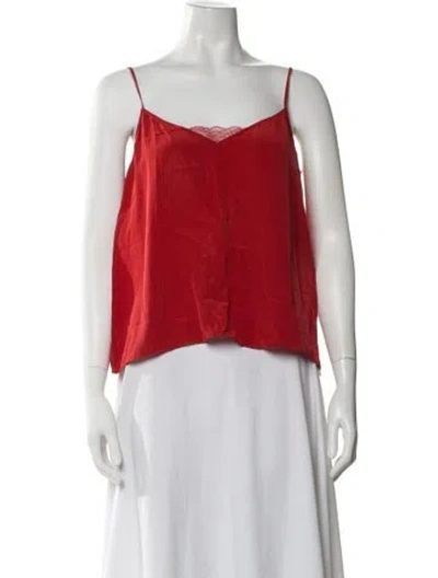 Pre-owned Sézane Silk V-neck Top In Red