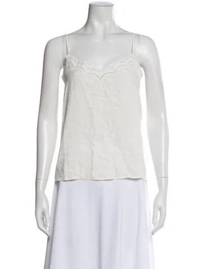 Pre-owned Sézane Silk V-neck Top In White