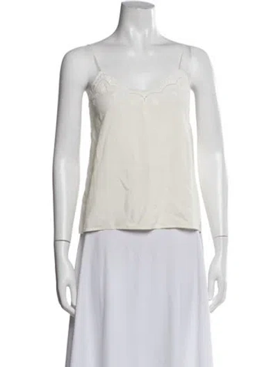 Pre-owned Sézane Silk V-neck Top In White