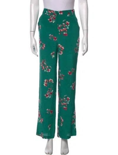 Pre-owned Sézane Silk Wide Leg Pants In Green
