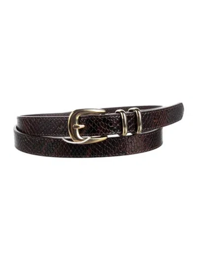 Pre-owned Sézane Skinny Embossed Leather Belt In Brown