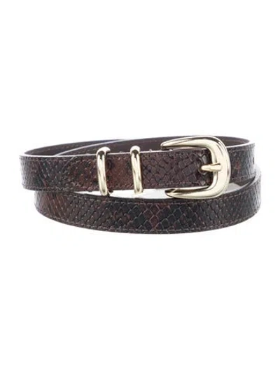 Pre-owned Sézane Skinny Embossed Leather Waist Belt In Brown