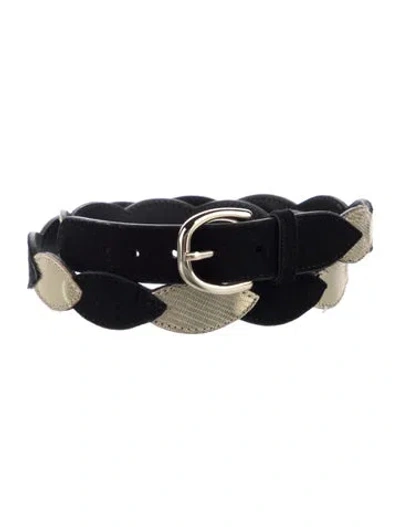 Pre-owned Sézane Skinny Leather Belt In Black