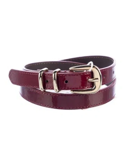 Pre-owned Sézane Skinny Leather Waist Belt In Burgundy